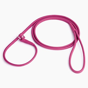 Rolled Leather Slip Lead Dog Leash: Soft Show Training Lead Pink
