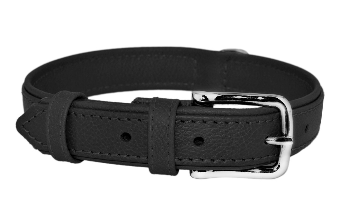 Black Leather Dog Collar Name Tag, Dog Collar Leather Black, Dog Collar