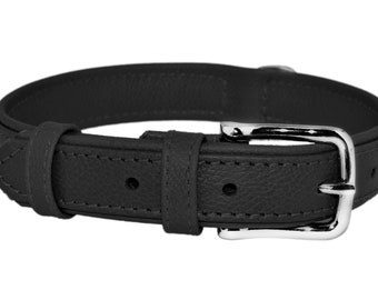 Black Leather Dog Collar Name Tag, Dog Collar Leather Black, Dog Collar Boy, Soft Leather Dog Collar Small Medium Large, Black Dog Collar