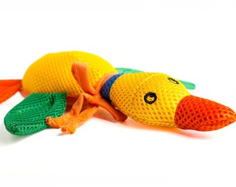 Duck Dog Toy, Squeaky Crinkle Plush, Air Mesh Fabric