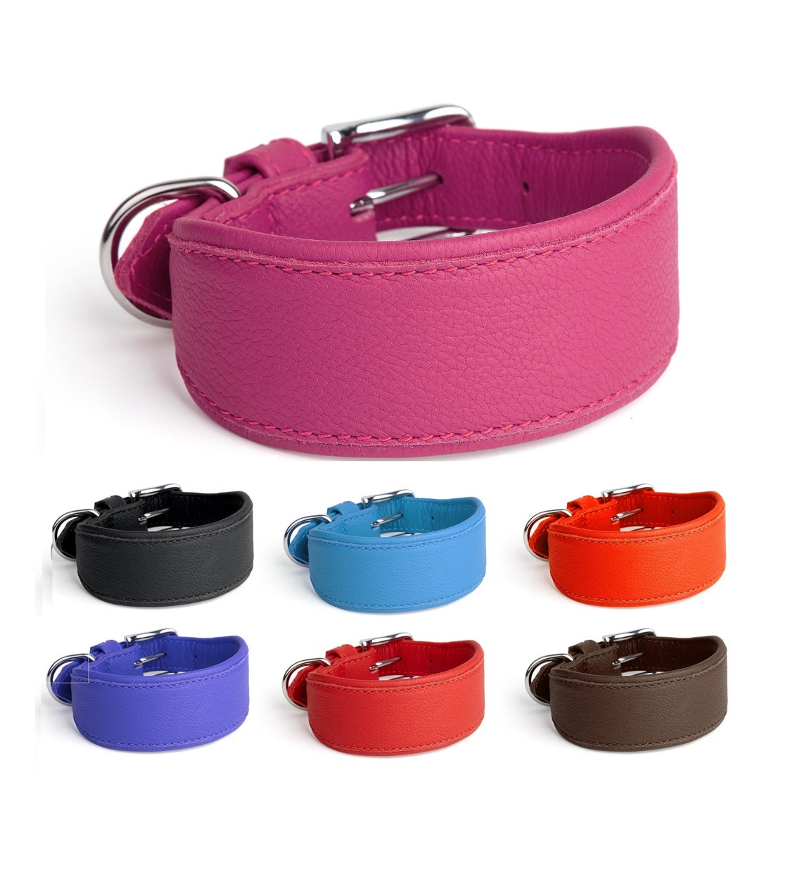 Soft Leather Greyhound Collar Personalized Padded Dog Collar Etsy