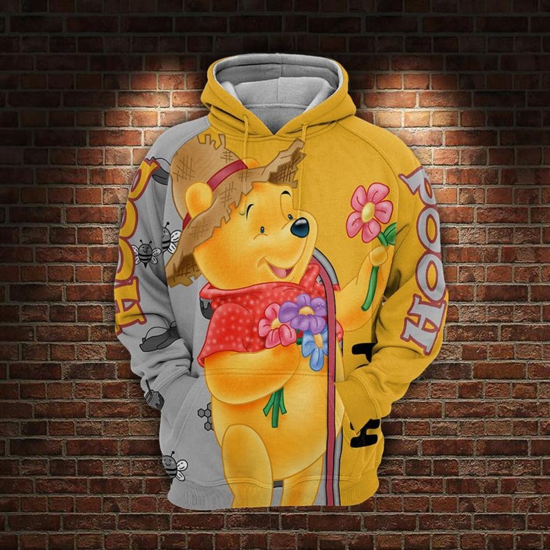 Winnie-the-pooh Full Printing Hoodie Pooh Red and Yellow 3D | Etsy