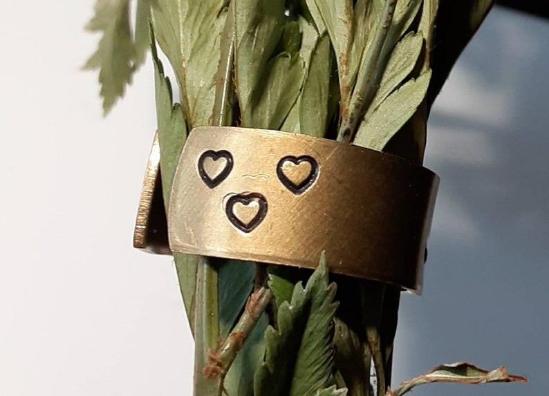 Heart Stamped Brass Ring