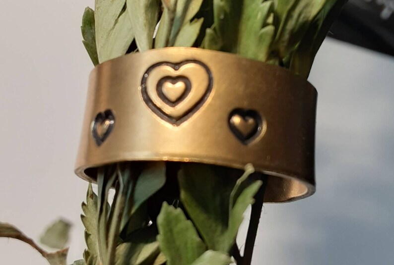 Heart Stamped Brass Ring