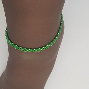 Bracciale alla caviglia regolabile per donna e uomo, braccialetto con perline fatto a mano in perline verdi MIYUKI, chiusura in acciaio inossidabile