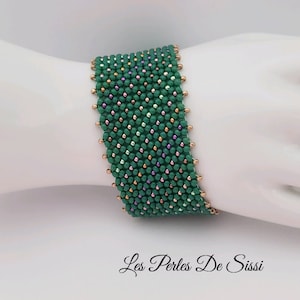 Bracciale da donna verde Bracciale Bracciale MIYUKI perline che intrecciano pizzo Polsino verde fatto a mano Gioiello BOHEME