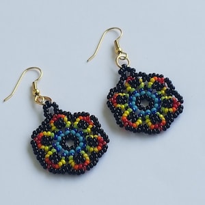 Orecchini pendenti da donna Orecchini in stile Boho intrecciati a mano in perline rotonde MIYUKI Giallo Rosso Nero Blu