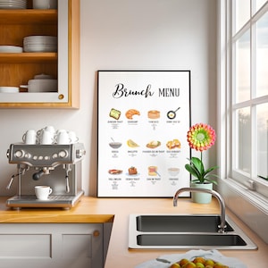 Brunch Menu Wall Art - kitchen wall art, kitchen decor, kitchen interior, kitchen art print, housewarming gift, breakfast room, minimalist