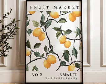 Amalfi Coast Lemon Art Print, Bright Kitchen Fruit (A4, A3, A2 Sizes)