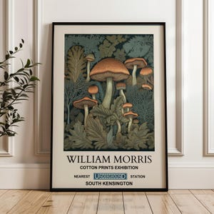 William Morris Mushrooms Art Print - william morris art print, mushroom art print, mushrooms poster, mushroom decor, forest art print