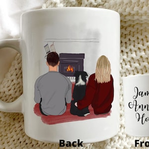 Personalised Couple and Border Collie Mug - Customised Couple, christmas gift for her, christmas gift Border Collie, boyfriend gift