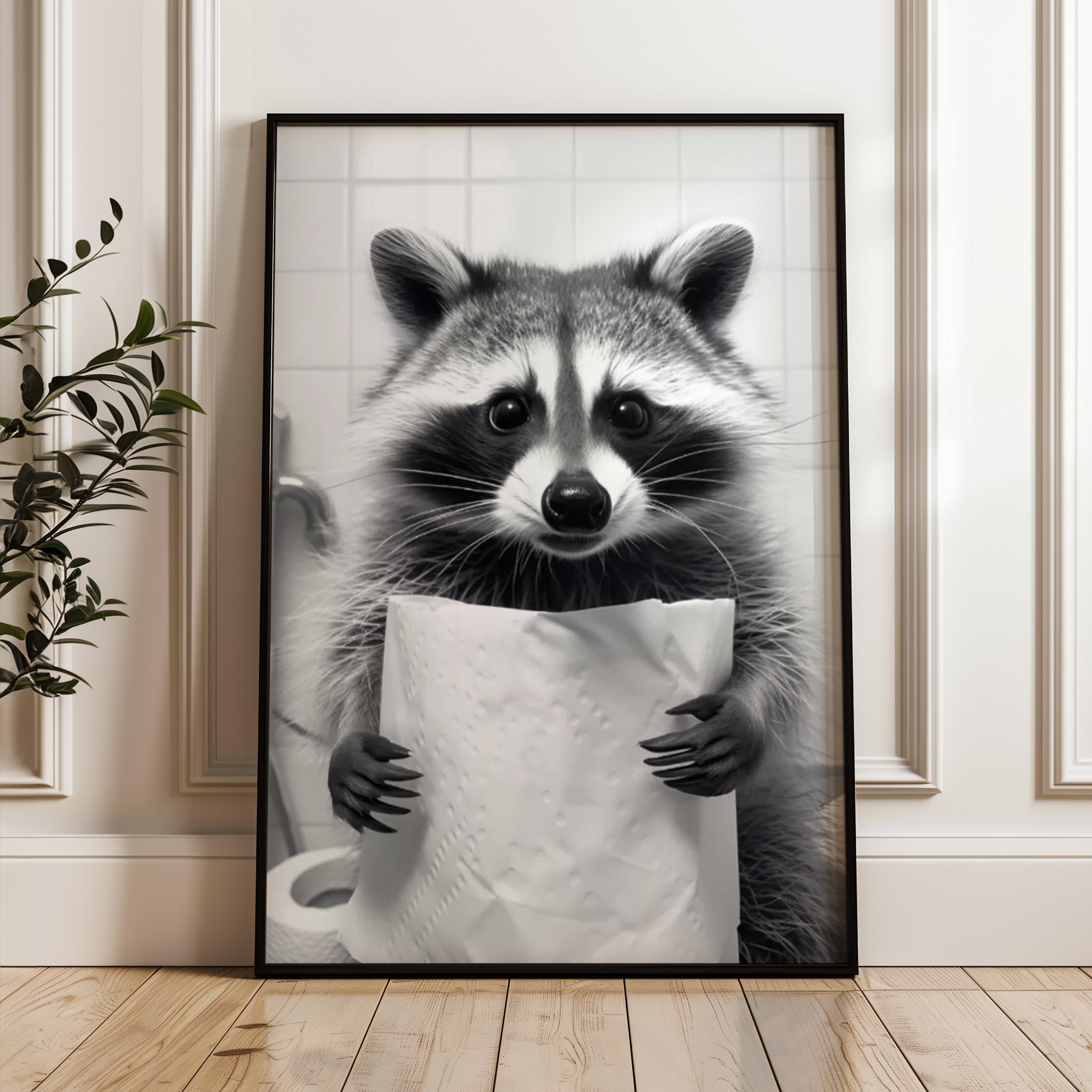Raccoon Bathroom Art Print - Funny Toilet Wall Decor - Etsy