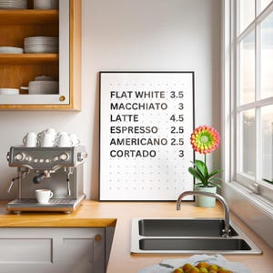 Impressão de arte do menu de café - impressão de arte da estação de café, impressão de arte da cozinha, arte de parede da cozinha, decoração de cozinha, impressão de arte do café, arte da máquina de café