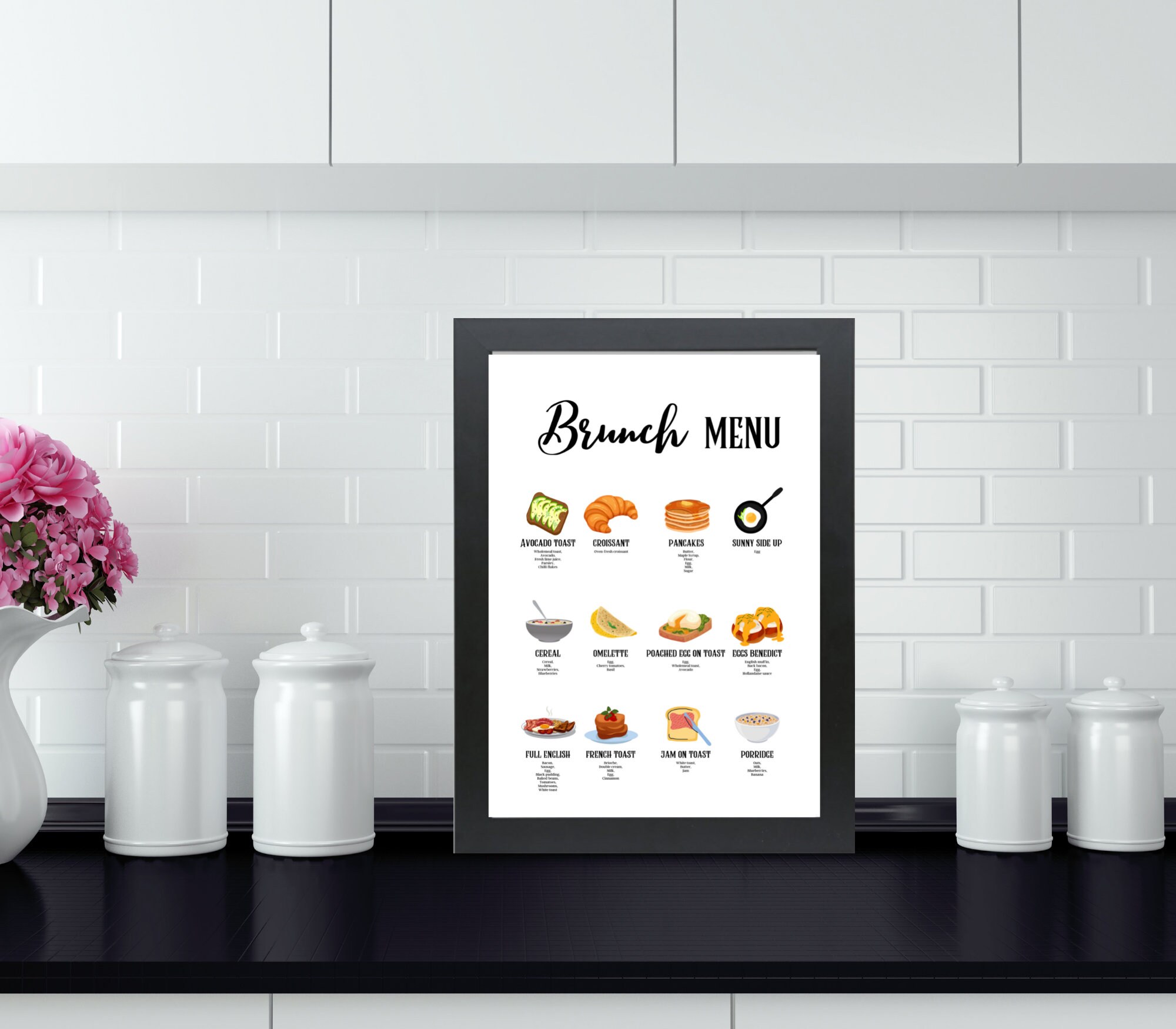 Brunch Menu Wall Art Kitchen Wall Art Kitchen Decor Etsy Israel