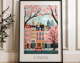 Pink London Art Print: Girly Wall Decor, Unframed or Framed