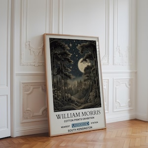 William Morris Mond und Sterne Art Print - dunkle Nacht Wald Kunstdruck, Mond und Sterne Druck, William Morris Kunstdruck, William Morris Poster
