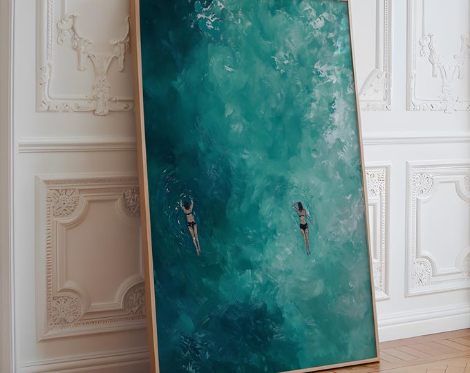 Swimming Wall Art: Ocean Blue and Green - Three Size Options