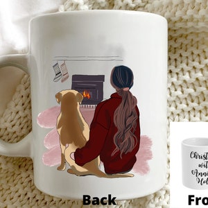 Personalised Dog & Girl Mug - Customised Gift, christmas gift for her, christmas gift for dog mum, dog mum gift, girls cup, gift for her