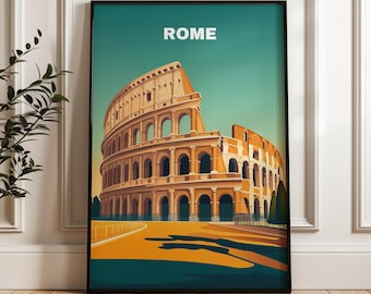 Resekonsttryck i Rom: Illustration av Colosseum, väggdekoration i Italien