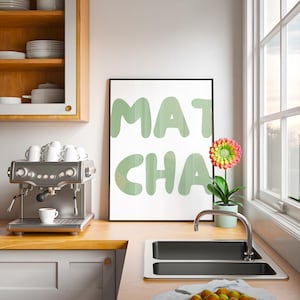 Matcha Art Print - matcha wall art, sage green wall art, sage art print, matcha latte art print, matcha tea, mint green art print, kitchen