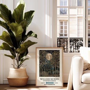William Morris Moon Forest Print, Botanical Night Scene (A4 to A2) image 3