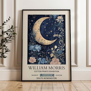 William Morris Mond & Sterne Art Print - William Morris Kunstdruck, Mond Wandkunst, Mondphase, Sterne Wandkunst, Mond und Sterne Dekor, Halbmond