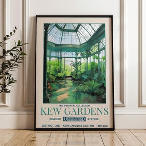 Kew Gardens Art Print - William Morris style print, kew gardens travel print, botanical collection, floral art, botanical wall art, plants