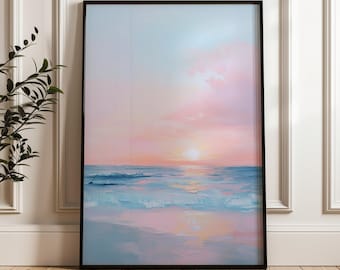 Pastel Sunset Wall Art Prints - Pink and Blue Set of Two