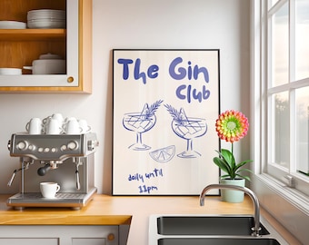 Gin and Tonic Bar Print: Kitchen Wall Art, Unframed or Framed