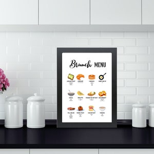 Framed A4 Brunch Menu Wall Art - kitchen wall art, kitchen decor, kitchen interior, kitchen art print, housewarming gift, breakfast room