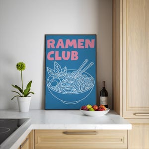 Ramen Club Art Print - ramen wall art, ramen decor, ramen poster, japanese art print, kitchen art print, kitchen wall art, kitchen decor