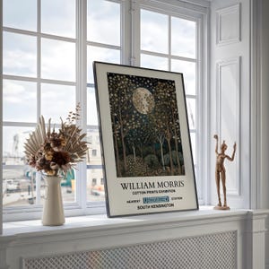 William Morris Moon Forest Print, Botanical Night Scene (A4 to A2) image 5