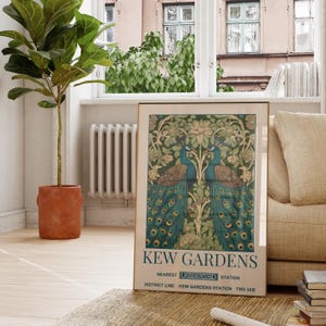 Kew Gardens William Morris Exhibition Poster - Kew Gardens Print, London Print, William Morris Poster, Vintage Wall Art, Floral Art, Vintage