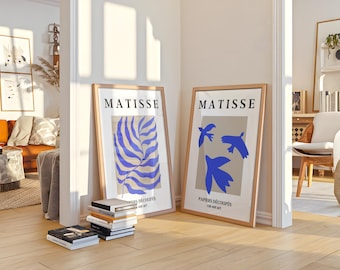 Matisse Poster: Blau Minimalistisch Kunstdrucke (2er-Set)