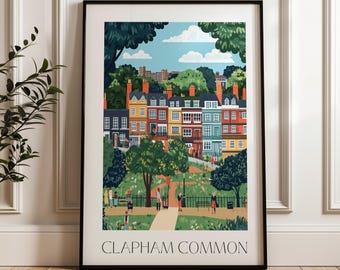 Clapham Common Print: South London Map - Framed or Unframed