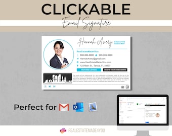 Clickable Email Signature V3, Custom Gmail Signature, Real Estate Marketing, Customizable HTML Email Signature