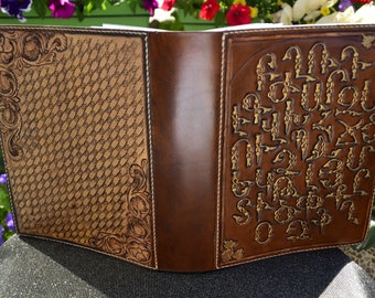 Leather crafted cover of Armenian alphabet with photo album