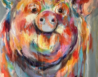 Pig print of an original painting
