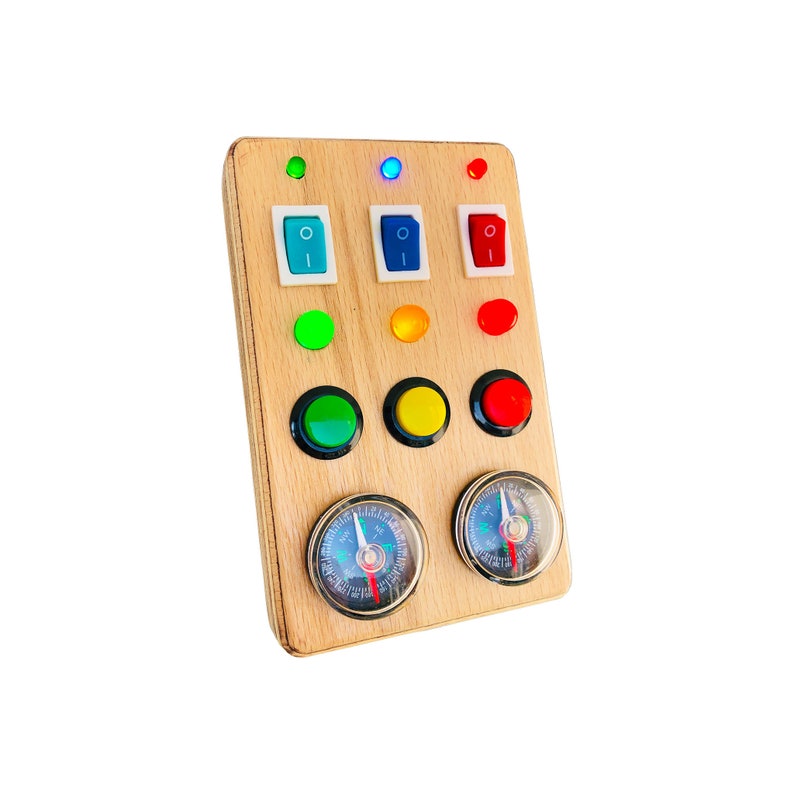 Montessori Busy Board: Toddler Sensory Toy With LED Lights, Compass ...