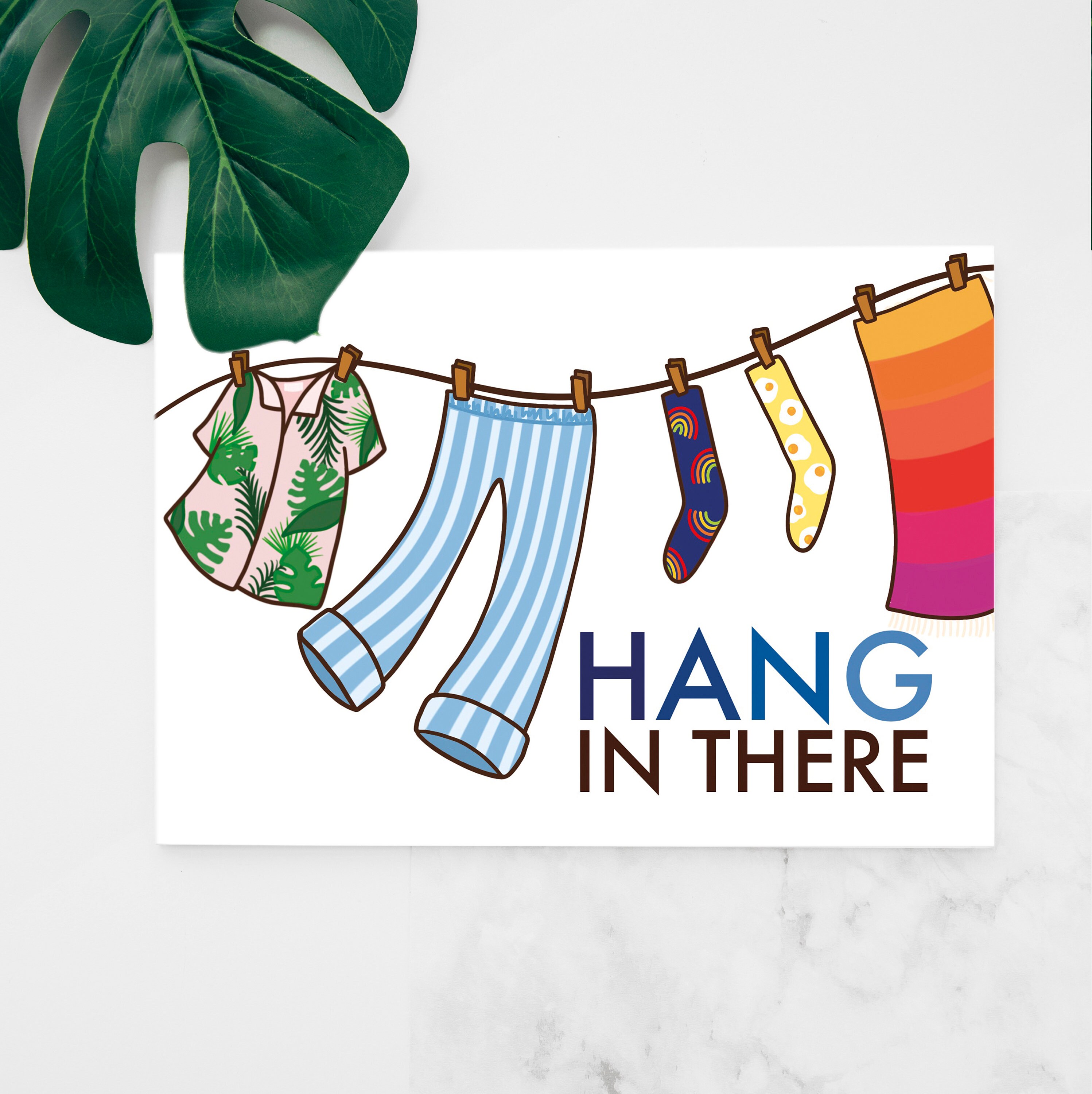 Funny Hang In There Clothing Line Blank Card Support for Etsy