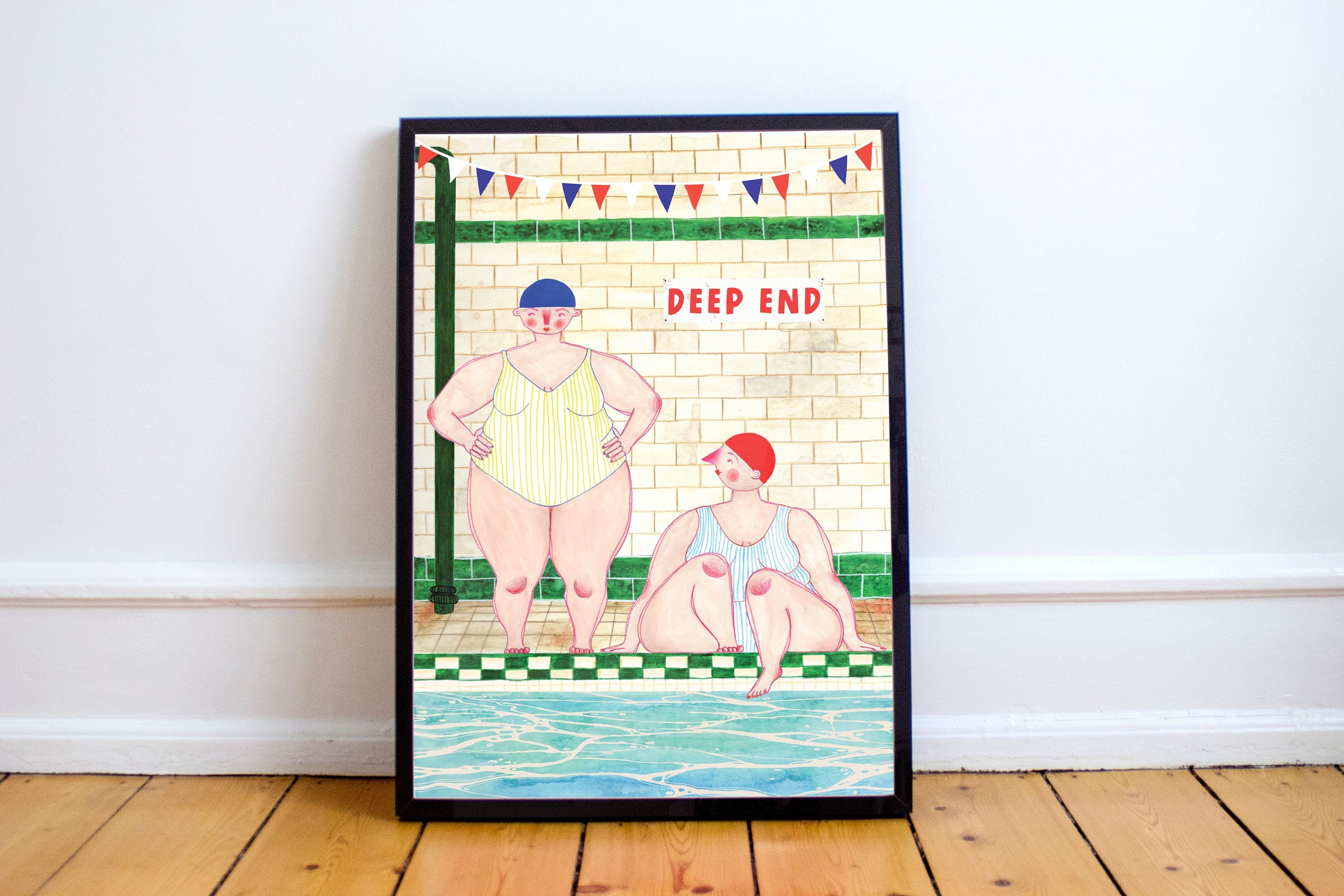 Toe Dipper Swimming Ladies Illustrated Art Print Impreso en Etsy España