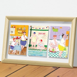 Sunday Sisters Illustrated A5 Postcard Bundle – 3 tirages d’art pour 15 livres – Art mural écologique pour votre maison