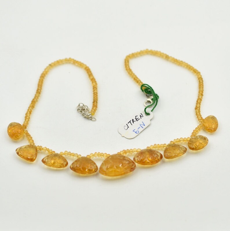 Citrin Gemstone shops Necklace Handmade jewelry 18 inches necklace Gemstone healing natural necklace AAA grade color new year gift Ai 657