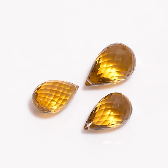 Natural Citrine  Gemstone 3 piece lot, Shape - Drops , Weight - 31.00 carats , Size - 15x9x9 - 17x11x11, Code - AI 214