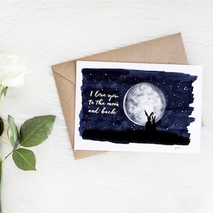 ¡Te quiero muchísimo! Tarjeta del Día de la Madre, hecha a mano, con acuarela y tinta. Aniversario, Que te mejores pronto, pensando en ti. Tarjeta de cumpleaños.