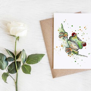 ¡Compañía de bromas! Tarjeta de felicitación de rana divertida, hecha a mano, Tarjetas de acuarela, Tarjeta de saludo, Tarjeta de felicitación de extraño, Tarjeta de cumpleaños de rana dulce