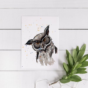 ¡Estoy en lo cierto! Divertida tarjeta de felicitación de acuarela de búho, hecha a mano, acuarela y tinta, tarjeta en blanco, solo para decir hola tarjeta, tarjeta de cumpleaños de búho
