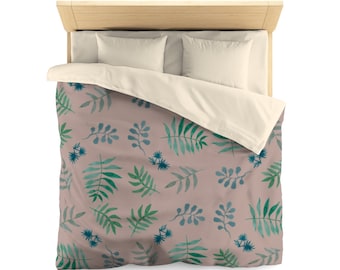 Pink palm duvet | Etsy Tropical Duvet Cover Coco Palms White