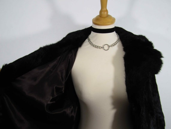 1960s black genuine coney rabbit fur vintage coat… - image 4