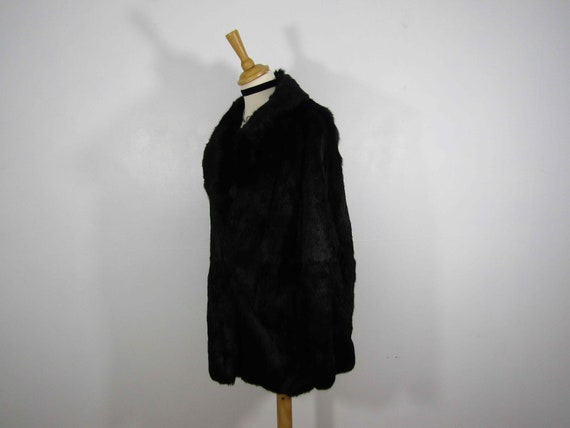 1960s black genuine coney rabbit fur vintage coat… - image 6